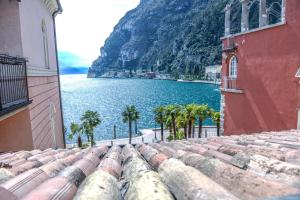 a view of a large body of water with palm trees at Queen of the Lake in Riva del Garda