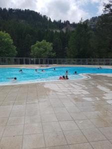 a group of people swimming in a swimming pool at Front de Neige Isola 2000 in Isola 2000
