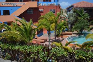 a beach with palm trees and palm trees at Nos Krusero Apartments in Sabana Westpunt