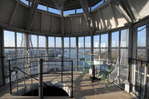 a view from the top of a building with windows at Villa Augustus in Dordrecht