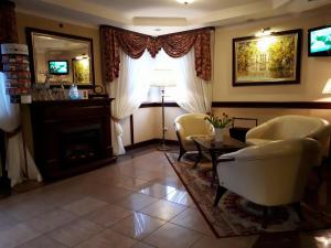 Televízia a/alebo spoločenská miestnosť v ubytovaní Hotel Batory