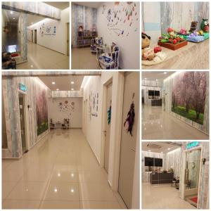a collage of photos of a hallway with a room at DreamCatchers Home in Kuantan