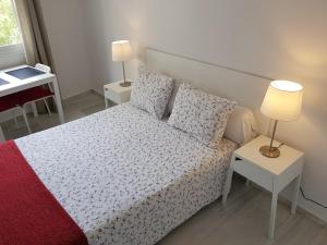 1 dormitorio con 1 cama y 2 lámparas en las mesas en Fan Flat Eugenio, en Málaga