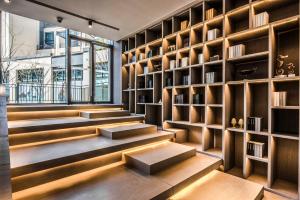 Istumisnurk majutusasutuses Q-Box Hotel Shanghai Sanjiagang -Offer Pudong International Airport and Disney shuttle