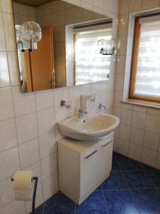 ein Bad mit einem Waschbecken und einem Spiegel in der Unterkunft Apartment Mona in Wetzlar