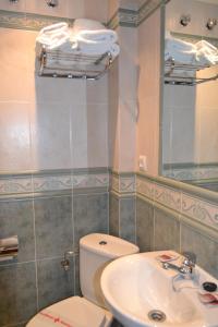 bagno con servizi igienici e lavandino di Hostal Arévacos a Soria