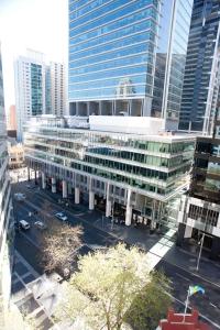 an aerial view of a large building in a city at APX World Square in Sydney