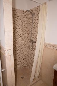a shower with a shower curtain in a bathroom at Casa Jacqueline al borgo in Giuliano