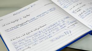 a book with handwriting on the pages at Wellness Villa Istriana in Umag +90 photos