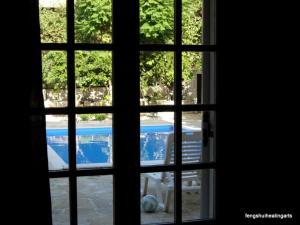 Výhled na bazén z ubytování Villa ''adamantini'' nebo okolí