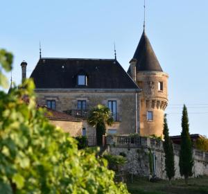 un viejo castillo con una torre encima en Chateau de la Grave en Bourg-sur-Gironde