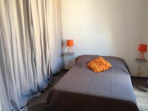 アジャクシオにあるF2 centre ville Ajaccioのベッドルーム1室(枕付)