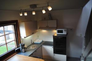 a small kitchen with a sink and a microwave at 't Huizeke in Asse