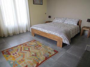 um quarto com uma cama e um tapete no chão em Casa Vacanze San Stefanetto em Treiso