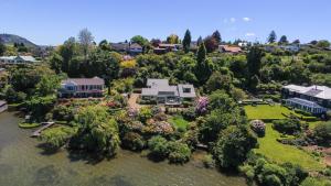 an aerial view of a house with a yard at The Willows in Rotorua