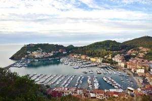 Un montón de barcos atracados en un puerto en Loraia Design Rooms, en Porto Ercole