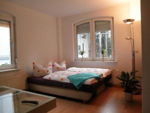 Postel nebo postele na pokoji v ubytování Apartment-Ferienwohnung Dresden-Briesnitz