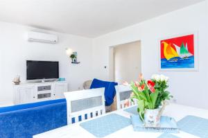 Televízia a/alebo spoločenská miestnosť v ubytovaní House Nikolina