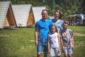 A family staying at Camp Podljubelj