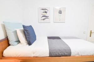 マラガにあるLetmalaga Economy Gevoraのベッドルーム1室(青と白の枕が備わるベッド1台付)