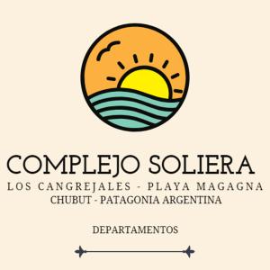 a logo of a beach with a sunset in the middle at Complejo Soliera in Playa Unión
