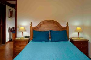 une chambre avec un lit bleu avec des oreillers bleus dans l'établissement Zen Vouga, à Ribeiradio 39 autres photos