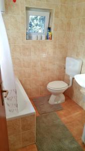 ein Badezimmer mit einem WC, einer Badewanne und einem Waschbecken in der Unterkunft Apartment Cota in Vinkuran