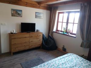 Televízia a/alebo spoločenská miestnosť v ubytovaní Family House 94