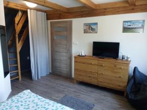 Televízia a/alebo spoločenská miestnosť v ubytovaní Family House 94