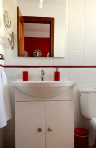 a bathroom with a white sink and a mirror at Vanesa Center in Arrecife