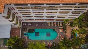 an aerial view of a hotel with a swimming pool at Mekong Angkor Palace Hotel in Siem Reap