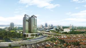 an aerial view of a city with tall buildings at Paragon Suites CIQ Homestay by WELCOME HOME in Johor Bahru