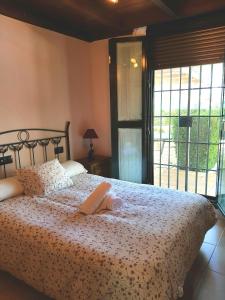 アンテケラにあるCasa Rural EL CANAL CDのベッドルーム1室(ベッド1台、大きな窓付)