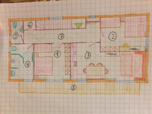 a drawing of a house with numbers on it at Ferienwohnung Resi im Zentrum in Fusch an der Glocknerstraße