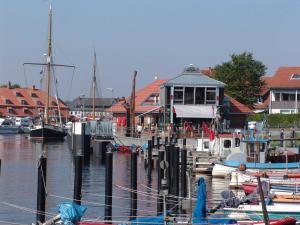 a group of boats are docked at a marina at Ferienwohnung Maren Graf in Neustadt in Holstein