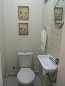 a bathroom with a white toilet and a sink at apartamento luxo copacabana in Rio de Janeiro