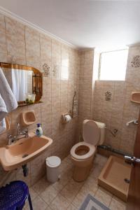 a bathroom with a toilet and a sink at Pension Vienna in Methana