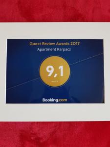 Certifikát, ocenenie alebo iný dokument vystavený v ubytovaní Apartment Karpacz