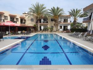 a pool at a hotel with palm trees at Anna Hotel Apartments in Paphos City