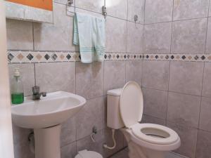 a bathroom with a toilet and a sink at Pousada Rio Alegre in Santo Amaro +28 photos