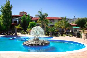 a fountain in the middle of a swimming pool at Hotel Torres del Sol in Merlo
