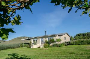 une maison sur une colline avec une cour verte dans l'établissement Milky Lane Cottage, à Mooirivier