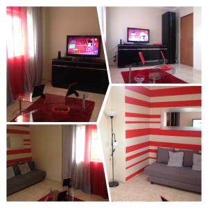 a collage of four pictures of a living room at Apartamento Lara in Albufeira