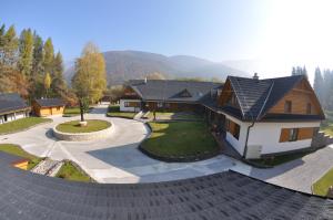 an aerial view of a house with a roof at Jazierce in Ružomberok