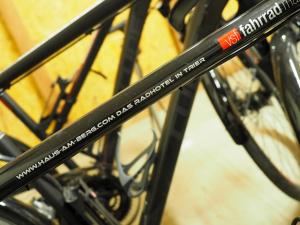 a close up of the front wheel of a bike at Hotel Haus am Berg in Trier