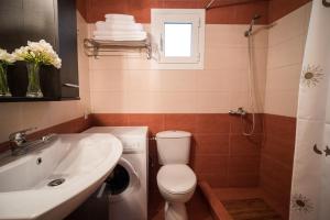 a bathroom with a toilet and a sink and a shower at Vorto House in Agios Leon +31 photos