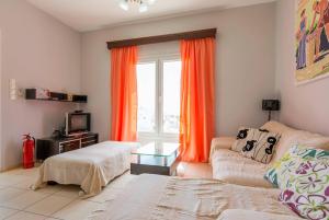 מיטה או מיטות בחדר ב-Anemi Leros Apartments