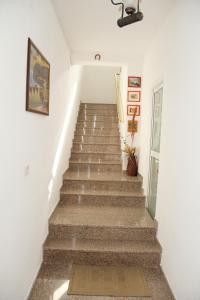 una escalera en una casa con una foto en la pared en Hotel Italia, en Tirana