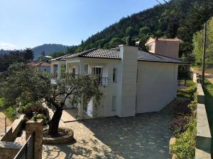 a white house with a tree in front of it at Bel Air in Skala Potamias