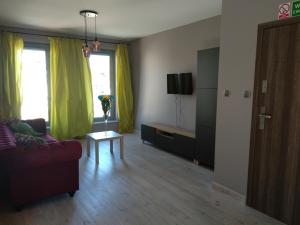 Televízia a/alebo spoločenská miestnosť v ubytovaní Apartament